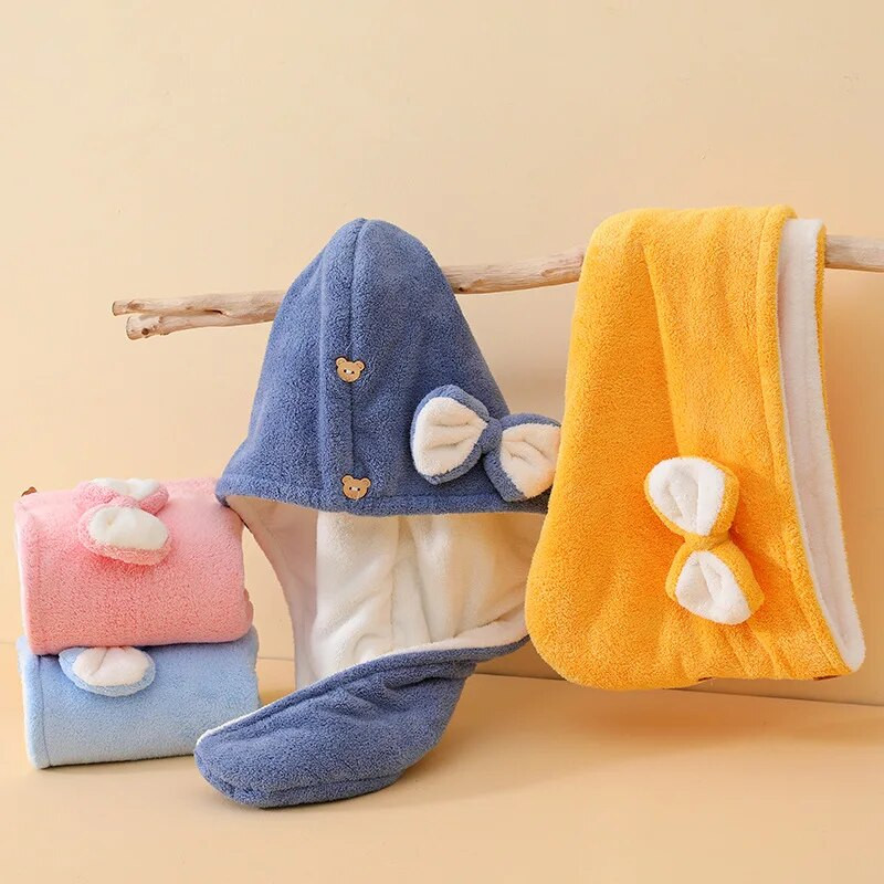 Kiiresti kuivav turbani rätik, ülimalt imav kiiresti kuivav juukserätik Bowknot mikrokiust paks juukserätik naistele või tüdrukutele