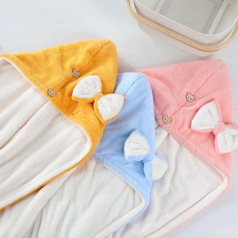 Kiiresti kuivav turbani rätik, ülimalt imav kiiresti kuivav juukserätik Bowknot mikrokiust paks juukserätik naistele või tüdrukutele