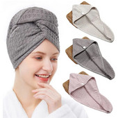Învelitoare de păr din microfibră Waffle Prosop pentru uscarea părului Absorbant păr uscat Turban cu buton răsucit Prosoape de păr Capac rapid anti încrețit păr