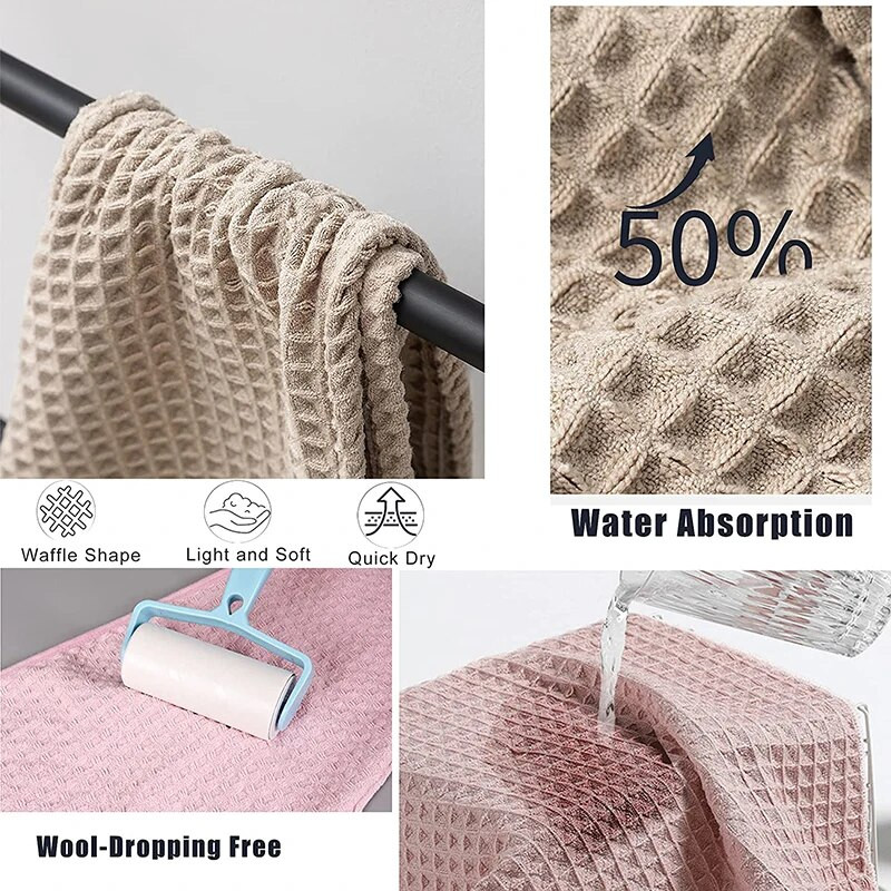 Μικροϊνικό περιτύλιγμα μαλλιών Waffle Hair Drying Pece Absorbent Dry Hair Turban with Button Twist Hair Towels Cap Quick Anti Frizz Hair