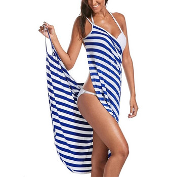 Πετσέτα μπάνιου Μπουρνούζι με ριγέ φόρεμα παραλίας Γυναικεία πετσέτες μπάνιου Ρούχα σφεντόνα ρόμπα de plage Φόρεμα παραλίας Holiday Swim