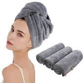 Sinland Ultra Absorbent Microfiber Hair Twist Turban Πετσέτα στεγνώματος Γυναικεία Καπάκι μπάνιου για κορίτσια για μακριά μαλλιά 25cmx65cm 3 πακέτο Μαύρο