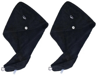 Sinland Ultra Absorbent Microfiber Hair Twist Turban Πετσέτα στεγνώματος Γυναικεία Καπάκι μπάνιου για κορίτσια για μακριά μαλλιά 25cmx65cm 3 πακέτο Μαύρο