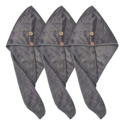 Sinland Ultra Absorbent Microfiber Hair Twist Turban Πετσέτα στεγνώματος Γυναικεία Καπάκι μπάνιου για κορίτσια για μακριά μαλλιά 25cmx65cm 3 πακέτο Μαύρο