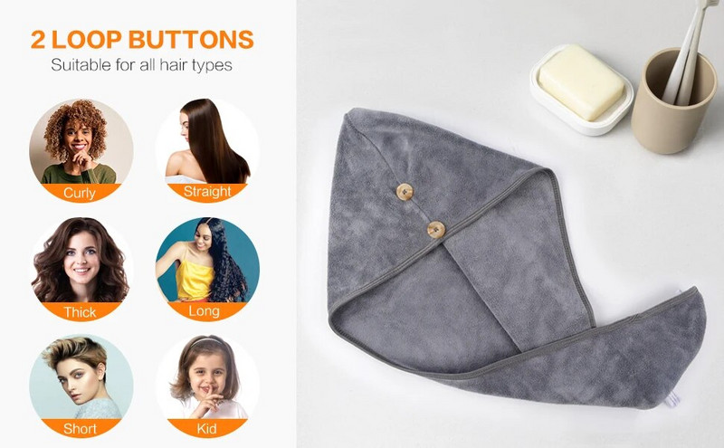 Sinland Ultra Absorbent Microfiber Hair Twist Turban Πετσέτα στεγνώματος Γυναικεία Καπάκι μπάνιου για κορίτσια για μακριά μαλλιά 25cmx65cm 3 πακέτο Μαύρο