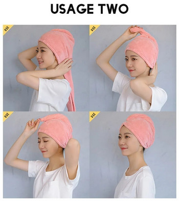 Хавлиена кърпа за коса от микрофибър за жени Раирана тюрбан Суха кърпа против къдрене Супер абсорбираща бързосъхнеща Подходяща къдрава дълга