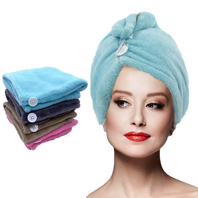 Микрофибърна бързосъхнеща шапка за коса Баня Дамски кърпи за глава Момичета Сладка кърпа за коса за домашна баня Сушене Тюрбан Шапка за душ Текстил