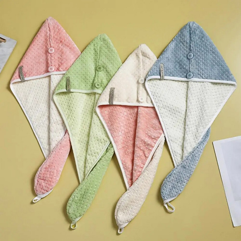 Γυναικείο καπέλο στεγνωτήρα μαλλιών Απορρόφηση νερού Καπέλα για πετσέτες μαλλιών διπλής στρώσης Παχύ κοραλλιογενές καπέλο μπάνιου Καπέλα μπάνιου για στεγνά μαλλιά