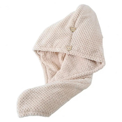 Prosop pentru uscarea părului Coral Fleece Urs de desene animate Nasturi Femei Curly Lung Gros Păr umed Prosop Wrap Căciulă toallas para el pelo