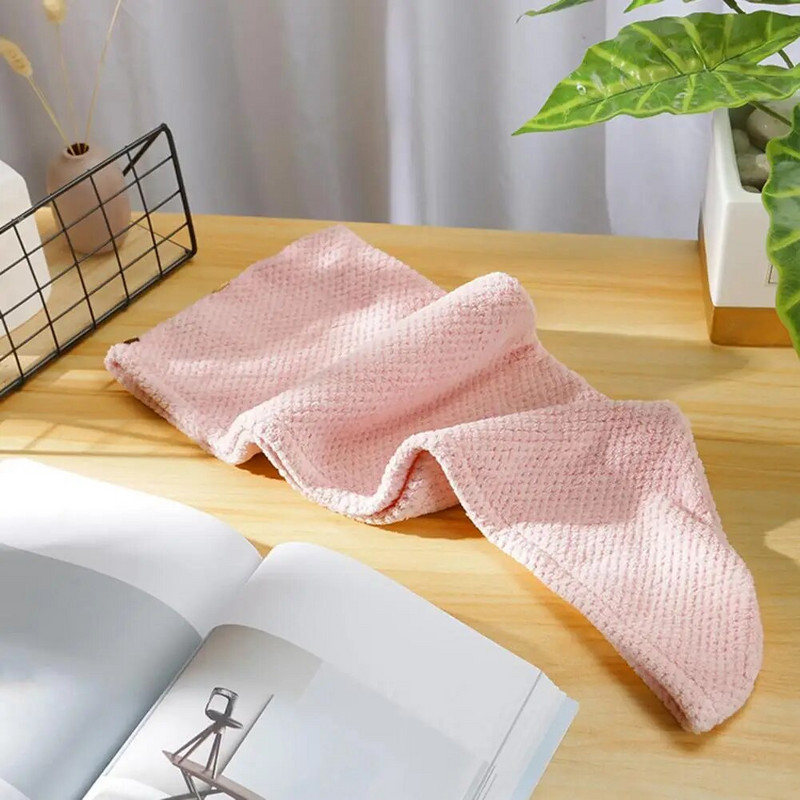 Πετσέτα στεγνώματος μαλλιών Coral Fleece Καρτούν Κουμπί αρκούδας Γυναικεία σγουρά μακρύ χοντρό βρεγμένο μαλλί Πετσέτα περιτύλιγμα καπέλο toallas para el pelo