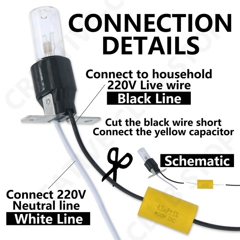 3W LED sterilná lampa germicídne ultrafialové svetlo UVC kremenná lampa 220V baktericídna UV lampa sterilizačná do sušičky