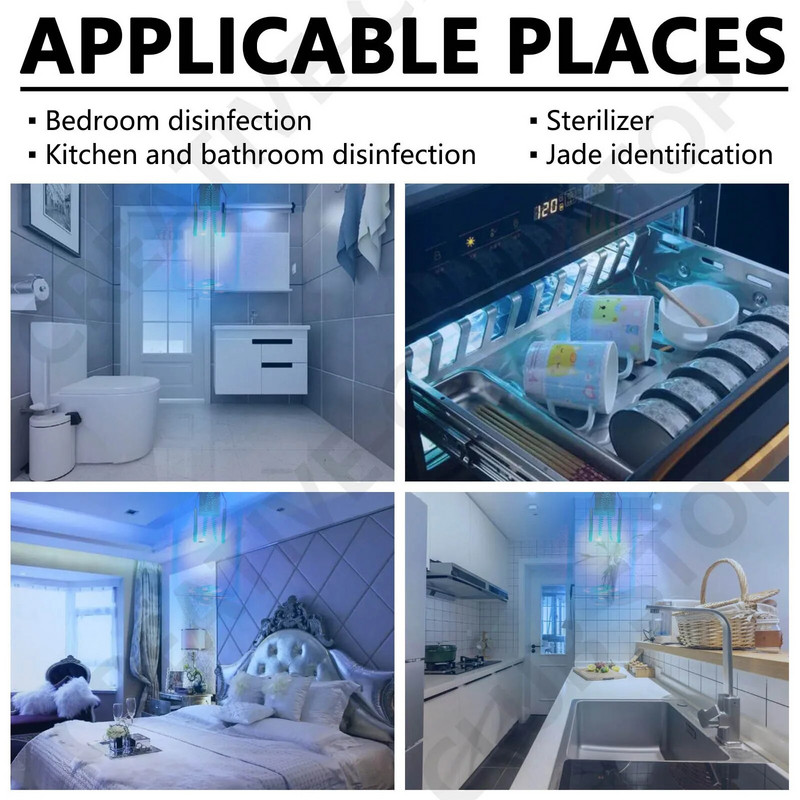 3W LED sterilná lampa germicídne ultrafialové svetlo UVC kremenná lampa 220V baktericídna UV lampa sterilizačná do sušičky