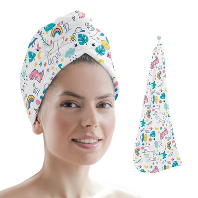 Karikatūra Adroable dinozauru mikrošķiedras sausu matu dvielis ātri žūstošs matu vāciņš, uzsūcošs dušas galvas apvalks, peldēšanās rīki