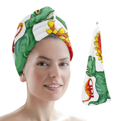 Karikatūra Adroable dinozauru mikrošķiedras sausu matu dvielis ātri žūstošs matu vāciņš, uzsūcošs dušas galvas apvalks, peldēšanās rīki
