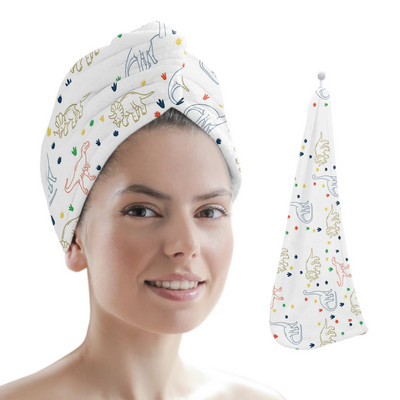 Karikatūra Adroable dinozauru mikrošķiedras sausu matu dvielis ātri žūstošs matu vāciņš, uzsūcošs dušas galvas apvalks, peldēšanās rīki