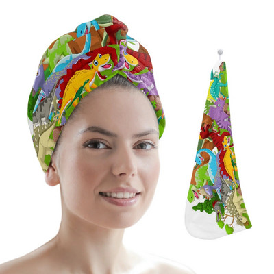 Karikatūra Adroable dinozauru mikrošķiedras sausu matu dvielis ātri žūstošs matu vāciņš, uzsūcošs dušas galvas apvalks, peldēšanās rīki