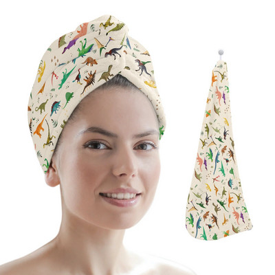 Karikatūra Adroable dinozauru mikrošķiedras sausu matu dvielis ātri žūstošs matu vāciņš, uzsūcošs dušas galvas apvalks, peldēšanās rīki