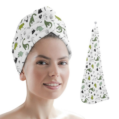 Karikatūra Adroable dinozauru mikrošķiedras sausu matu dvielis ātri žūstošs matu vāciņš, uzsūcošs dušas galvas apvalks, peldēšanās rīki