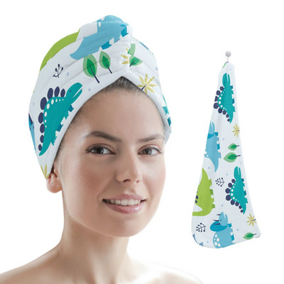 Karikatūra Adroable dinozauru mikrošķiedras sausu matu dvielis ātri žūstošs matu vāciņš, uzsūcošs dušas galvas apvalks, peldēšanās rīki