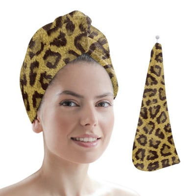 Imprimare leopard Artă ghepard Căciulă de prosop de păr cu uscare rapidă Căciulă de uscare a părului pentru fete Căciulă de baie Prosop din microfibră Căciulă de uscare a părului
