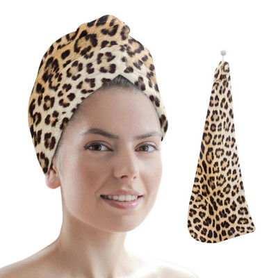 Imprimare leopard Artă ghepard Căciulă de prosop de păr cu uscare rapidă Căciulă de uscare a părului pentru fete Căciulă de baie Prosop din microfibră Căciulă de uscare a părului