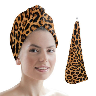 Imprimare leopard Artă ghepard Căciulă de prosop de păr cu uscare rapidă Căciulă de uscare a părului pentru fete Căciulă de baie Prosop din microfibră Căciulă de uscare a părului