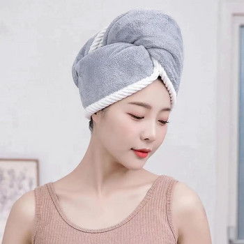 2бр. Хавлиени кърпи за коса Обвивка Бързосъхнеща микрофибърна двуслойна обвивка за сушене на коса за жени за мокра дълга къдрава коса