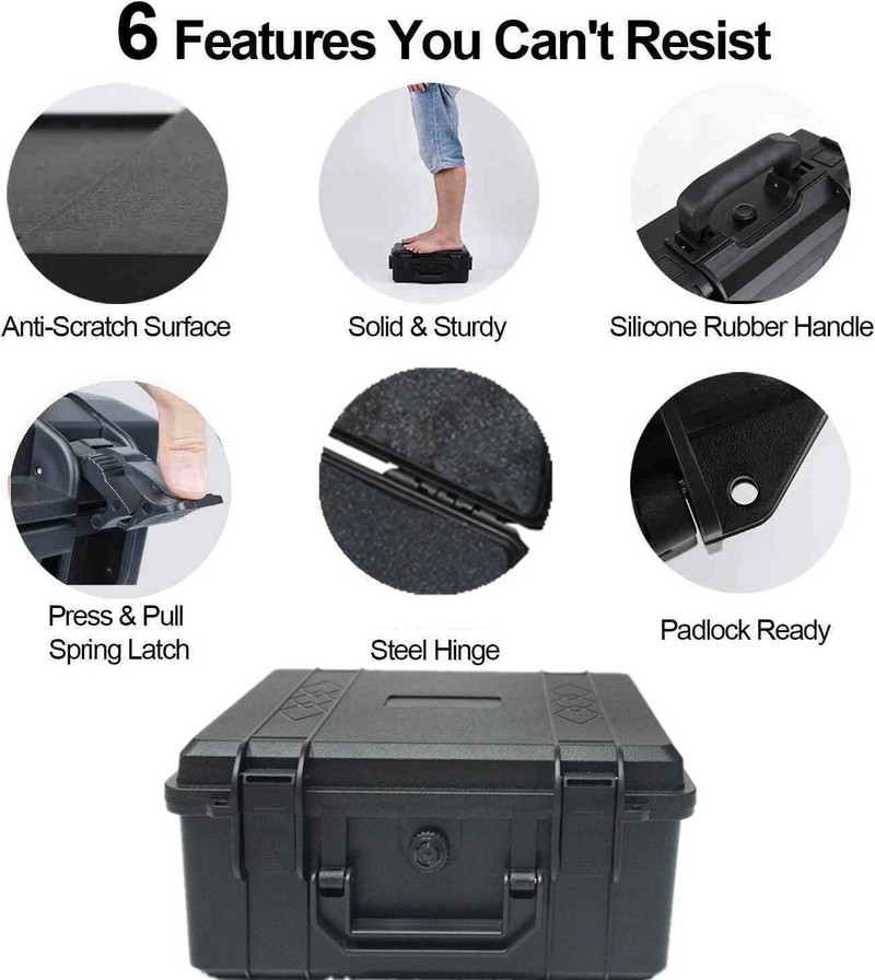 Εργαλειοθήκη Αδιάβροχη αντικραδασμική θήκη εργαλείων Σφραγισμένη εργαλειοθήκη Ασφαλής σκληρή θήκη φωτογραφική μηχανή Κουτί αποθήκευσης με σφουγγάρι