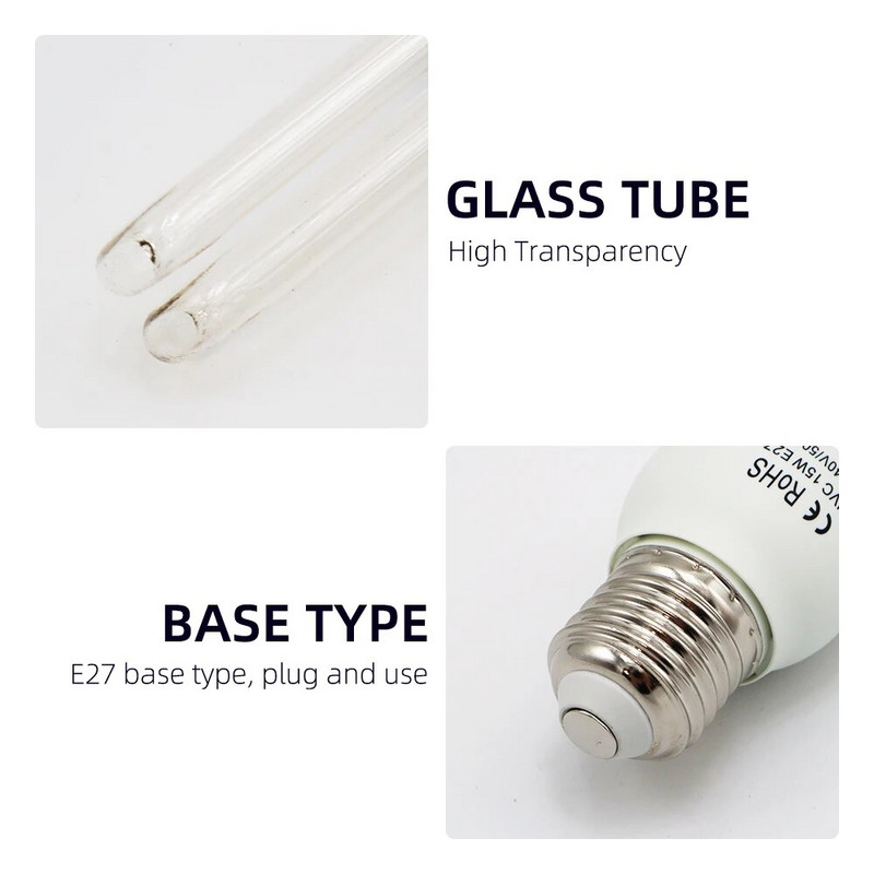 Becuri de sterilizare cu ultraviolete cu ozon ridicat de 253,7 nm Becuri E27 UVC Becuri de dezinfecție AC220-240V 15W UV-C Bec pentru sufragerie