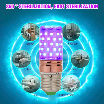 Kill Dust Стерилизирайте Дезинфекция Електрическа крушка E27 60 LED UVC Бактерицидна лампа за царевица за домашен стерилизатор Дезинфекция Deodor