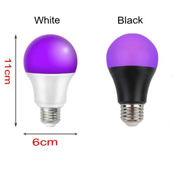 1 τμχ E27 Led UV Lamp Blacklight UVA Level AC85-265V 9W Bulbs UVA Level 395-400nm Glow in The Dark Blacklight Party Paint Body