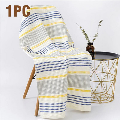 35X75CM/70X140CM Prosop de baie îngroșat 100% bumbac Prosop premium pentru vafe în dungi Prosop moale pentru adulți și copii