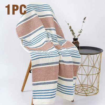 35X75CM/70X140CM Prosop de baie îngroșat 100% bumbac Prosop premium pentru vafe în dungi Prosop moale pentru adulți și copii