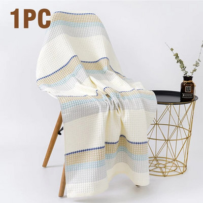35X75CM/70X140CM Prosop de baie îngroșat 100% bumbac Prosop premium pentru vafe în dungi Prosop moale pentru adulți și copii