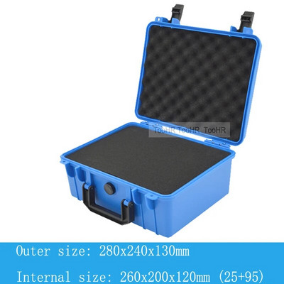 280 * 240 * 130 mm Drošības aizsardzība Pārnēsājamas aparatūras uzglabāšanas kastes aprīkojums Instrumentu futrālis Daudzfunkciju instrumentu kaste Daudzkrāsains