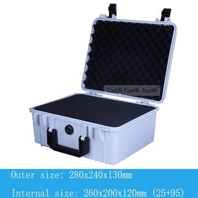 280 * 240 * 130 mm Drošības aizsardzība Pārnēsājamas aparatūras uzglabāšanas kastes aprīkojums Instrumentu futrālis Daudzfunkciju instrumentu kaste Daudzkrāsains