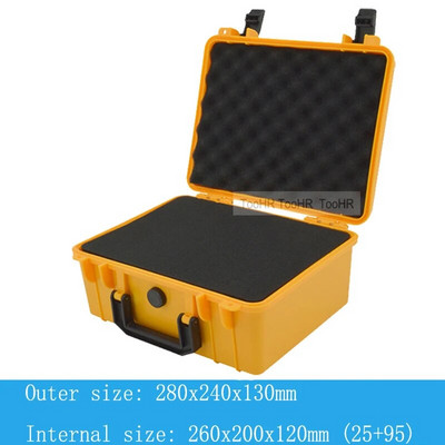 280 * 240 * 130 mm Drošības aizsardzība Pārnēsājamas aparatūras uzglabāšanas kastes aprīkojums Instrumentu futrālis Daudzfunkciju instrumentu kaste Daudzkrāsains