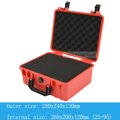 280 * 240 * 130 mm Drošības aizsardzība Pārnēsājamas aparatūras uzglabāšanas kastes aprīkojums Instrumentu futrālis Daudzfunkciju instrumentu kaste Daudzkrāsains
