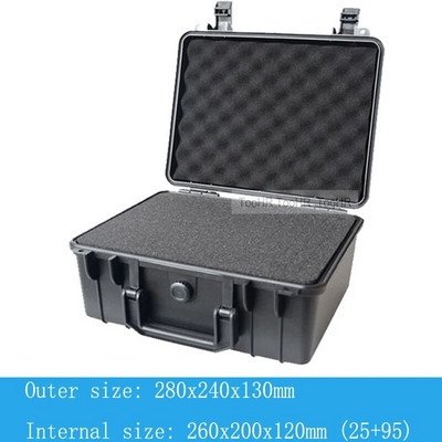 280 * 240 * 130 mm Drošības aizsardzība Pārnēsājamas aparatūras uzglabāšanas kastes aprīkojums Instrumentu futrālis Daudzfunkciju instrumentu kaste Daudzkrāsains