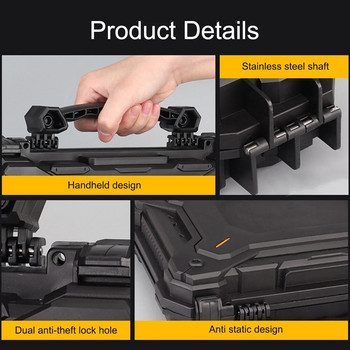 Hard Shell Кутия за инструменти Безопасна чанта за носене Чанта PU преносими инструменти Куфар Военна чанта за съхранение на пистолет и подложка от пяна Калъф за съхранение Кутия