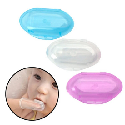 Fulljion Dental Care Dječja četkica za zube Dječja silikonska četkica za prste Prozirna masažna mekana glodalica s kutijom za zube dojenčadi, dječaka i djevojčica