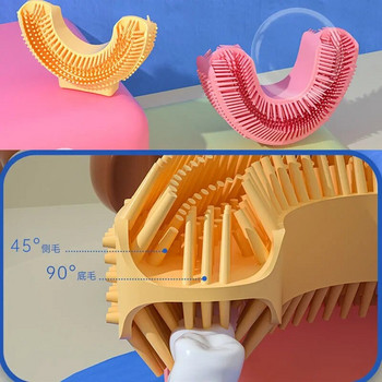 Бебешка четка за зъби Ръчно Детски зъби Oral Care Чиста четка 360 градуса U-образна силиконова четка за зъби Гризалки за новородено дете