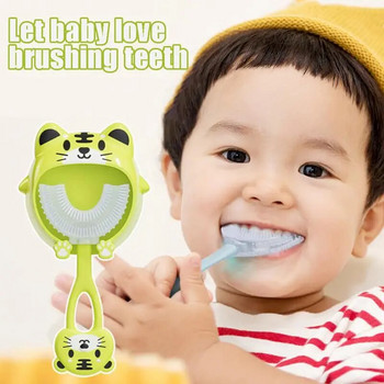 2-12Y Бебешка четка за зъби 360-градусови U-образни детски зъби Четка за почистване на устната кухина Гризалка за бебета Новородено Четка за зъби Бебешки артикули