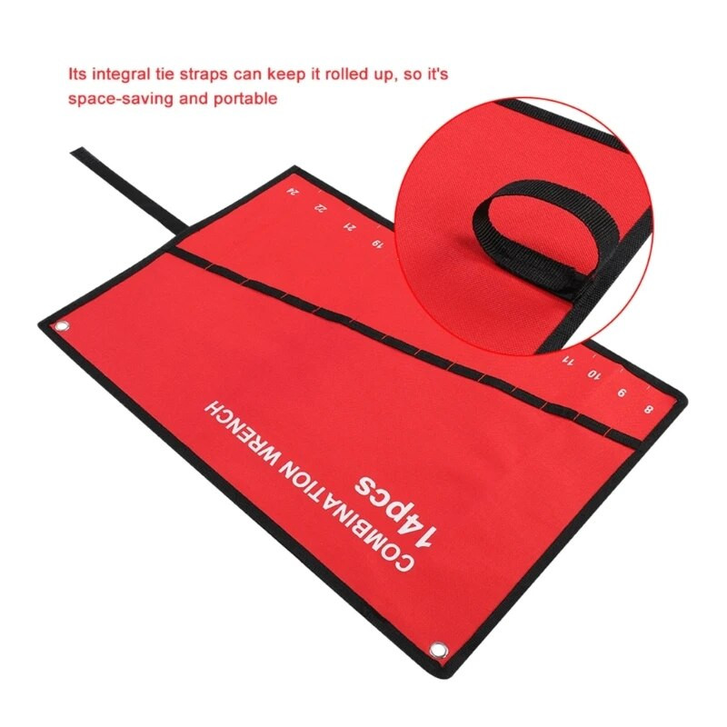 Lieljaudas Oksfordas instrumentu rullīšu instrumentu maisiņu organizators Izturīgs Oksfordas uzgriežņu atslēgu somas vairāku kabatu instrumentu rullīšu uzgriežņu atslēgas organizatora turētājs