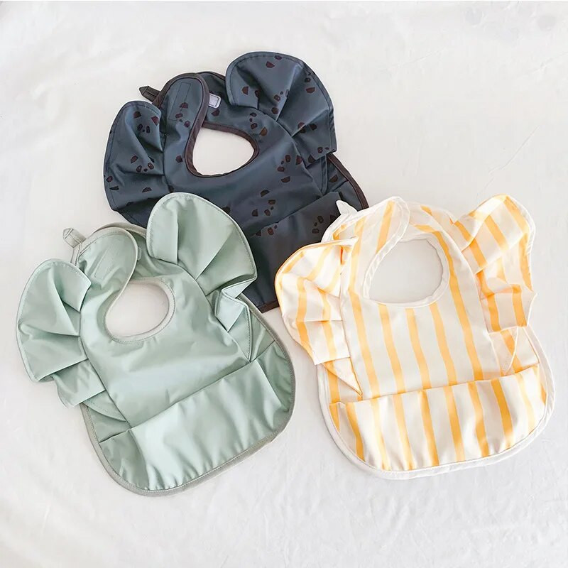 Σαλιάρες φαγητού για παιδιά PU Αδιάβροχη παιδική ποδιά φαγητού για βρέφη Βρεφικά πράγματα Αμάνικη σαλιάρα με τσέπη για νεογέννητα μωρά