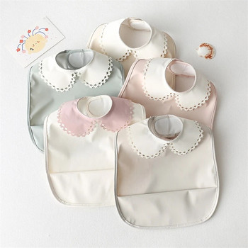 Бебешки лигавници INS Nordic Style Infant Boy Girl Waterproof Soft PU Bib Meal Protection Feeding Burp Cloth With Pocket Easy Clean