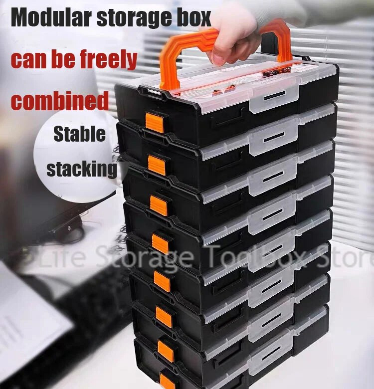 1 tk tööriistakast virnastatud kombineeritud tööriistakast Mitmekihiline elektriline puurkast Multifunktsionaalne kaasaskantav elektriline tööriistakast kruvide hoiukoht
