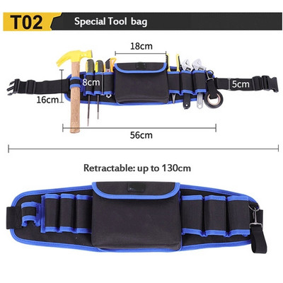 Elektriķa instrumentu jostas soma remonta soma Oksfordas auduma aparatūras instrumentu kabata Daudzfunkcionāla jostasvietas remonta instrumentu uzglabāšanas soma