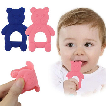 Бебешка четка за зъби за пръсти Силиконова гризалка за зъби Четка за зъби + кутия за зъби Прозрачна мека силиконова четка за зъби за бебета Гумени почистващи бебешки артикули