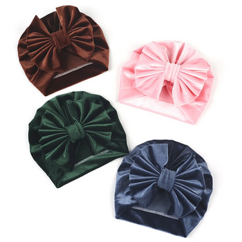Новородени кадифени шапки, едноцветна топла мека есенно-зимна шапка за момчета и момичета